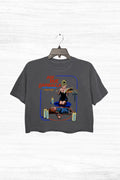 Retro Halloween Horror Movie Crop Top For Women